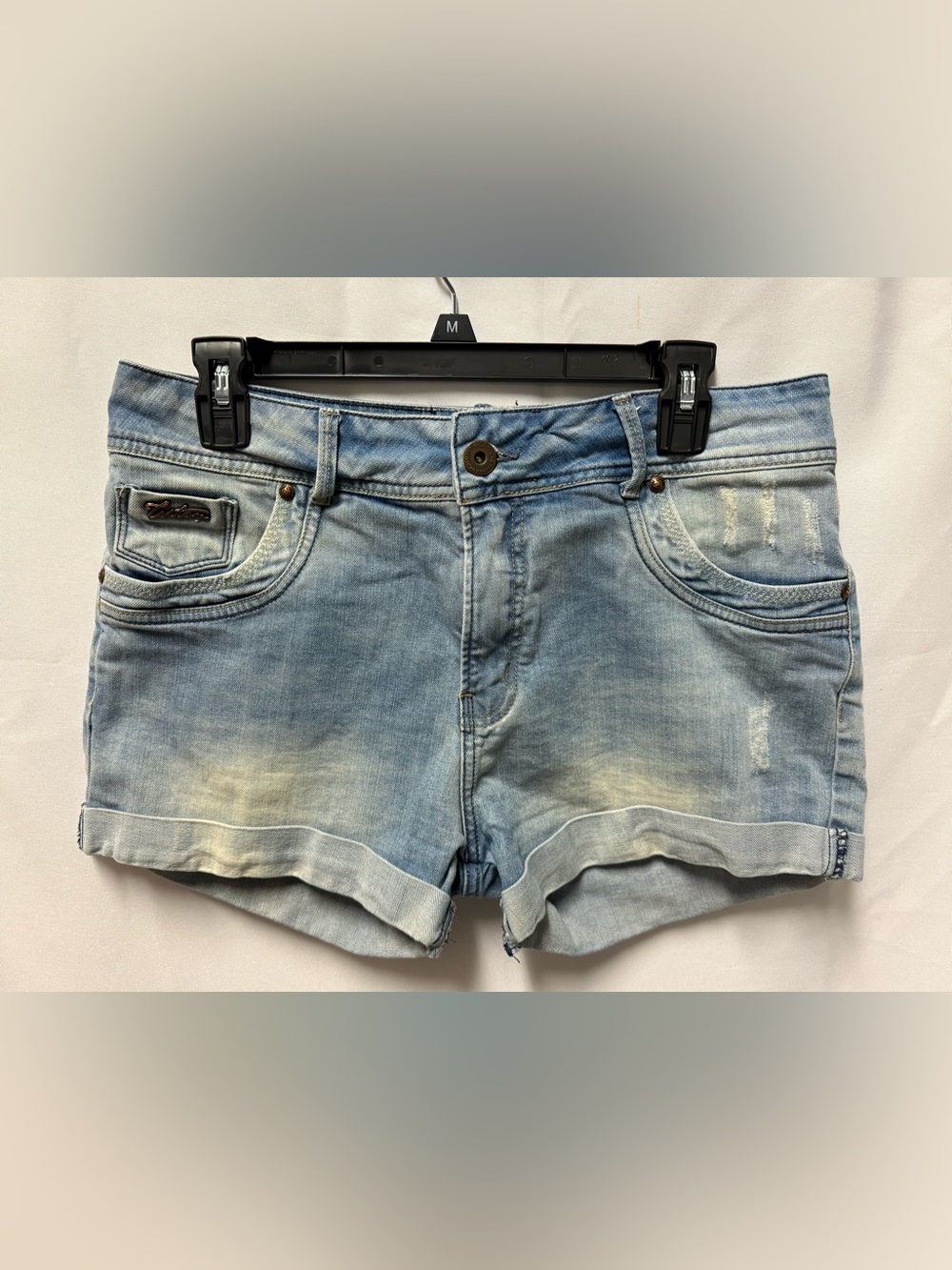 Women's Light Wash Denim Roll-Hem Jean Shorts